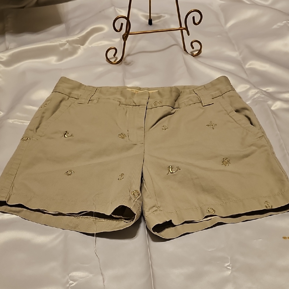 J. Crew Khaki Embroidered Women Shorts